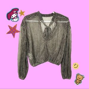 Sheer Plaid Zara Tie-up Blouse